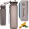 Hydracy Large BPA Free Water Bottle - 1L, 32oz -Silver Grey.