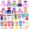 ENOCHT 30 PCS Mini 6 Inch Doll Clothes and Accessories Include 4 Tops, 4 Pants for Boy Dolls, 5 Dresses , 2 Swimsuit and 2 Shoes, 10 Outfits Hangers Pocket Glasses Headset Crown for 5. 3-6 Inch Dolls.