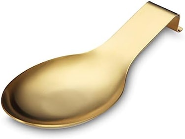 HOMQUEN Matte Gold Spoon Rest, Stainless Steel Spoon Holder for Stove Top, kitchen utensils Holder for Ladles, Tongs, Spatula, Stove Spoon Holder, Pot Lid Holder, Dishwasher Safe (1PC-9. 5 Inch.