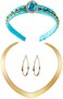 Carkno Princess Costume Accessories Women Girls Dress Up Headband Necklace Halloween Cosplay, Blue and Gold, One size.