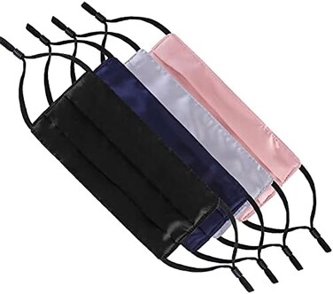 DFFGGD 4 Pcs Adult Washable Double-Sided Silk Face Masks with Nose Wire. Adjustable, Reusable. Women Gift.