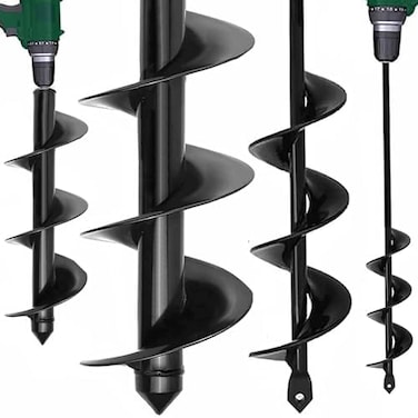 TCBWFY Garden Auger Drill Bit for Planting 2 Pack 3. 5"x16"and 1. 6"x16. 5"Auger Drill Bit Plant Flower Bulb Auger Spiral Hole Drill Earth Post Umbrella Bulb Planter Auger for 3/8" Hex Drive Drill.