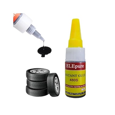 ELEpure Black Tire Repair Glue Rubber Strong Adhesive Bonding for Sidewall Puncture Instant Super Glue for Off-Road Car Motorcycle Truck Tractor, 20g 0. 7oz.