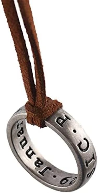 NWSOJ Leather Adjustable, Metal Uncharted 4 Nathan Drake Ring Necklace for Men Women.