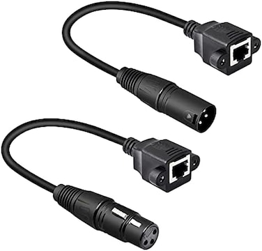 GELRHONR 1 Pair XLR 3pin to RJ45 Female Adapter Cable,XLR Male to RJ45 Network Connector Extension Cable Use Cat5 Ethernet for DMX-CON Controller Series-1. 1Ft.