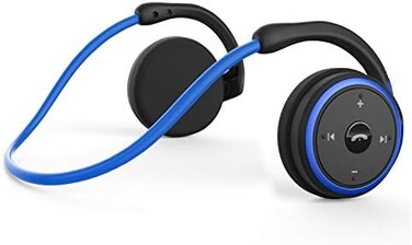 RTUSIA Small Bluetooth Headphones Wrap Around Head - Sports Wireless Headset with Built in Microphone and Crystal-Clear Sound, Foldable and Carried in The Purse, and 12-Hour Battery Life, Blue.