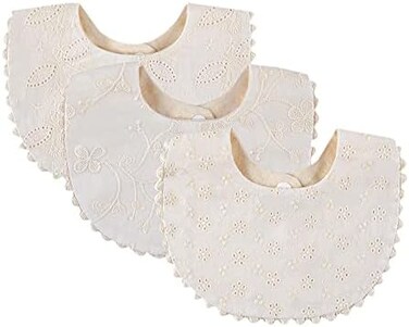 GZMM Baby Bib For Girls,Reversible Waterproof Handmade Natural Cotton Baby Drool Bib 0-12 months 2 Pack.