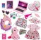 Windolls 18 Inch Doll Suitcase Travel Luggage Play Set - Clothes Accessories, Travel Carrier Storage, Case, Hat, Sunglasses, Camera, Pillow, Toy Pet, and More.