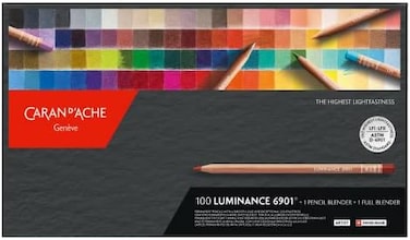 Caran d'Ache Luminance 6901 Box of 100 Individual Coloured, Artists, Colour Coded Pencils1 Full1 Pencil Blender.