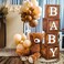 Frigg Baby Shower Boxes Party Decorations - 4 Wood Grain Brown Blocks with BABY Letter, Printed Letters,First Birthday Centerpiece Decor, Teddy Bear Baby Shower Supplies, Gender Reveal Backdrop.
