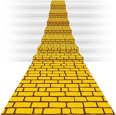 Chuangdi 4. 5 x 9 Feet Yellow Brick Road Runner Novelty Aisle Floor Runner Brick Wall Backdrop, Princess Decorations Party Supplies for Halloween Cosplay Party (1 Piece.