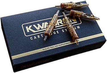 خراطيش إبر الوشم Kwadron، علبة من 20 خرطوشة، Bugpin Curved Mag Shaders8 Long Taper - 9 Curved Mag8 Long Taper - 25/9SEMLT.
