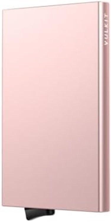 VULKIT Pop Up Wallet, Slim Minimalist Credit Card Holder For Men and Women RFID Blocking Mini Metal Case, rose gold, Slim.