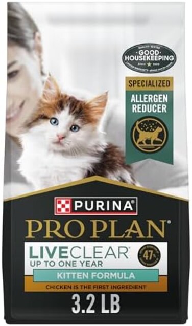 Purina Pro Plan LiveClear Dry Cat Food for Kittens ChickenRice Formula - 3. 2 lb. Bag.