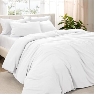 Bare Home Sandwashed Bedding Duvet Cover Oversized King Size - Premium 1800 Collection Duvet Set - Cooling Duvet Cover - Super Soft Duvet Covers (Oversized King, Sandwashed White.