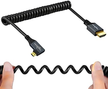 كابل HDMI صغير ملفوف بزاوية قائمة من Twozoh إلى كابل HDMI، كابل HDMI صغير ملفوف بزاوية 90 درجة بطول ممتد من 30 سم إلى 150 سم - يدعم 3D/4K 1080p (5 أقدام).