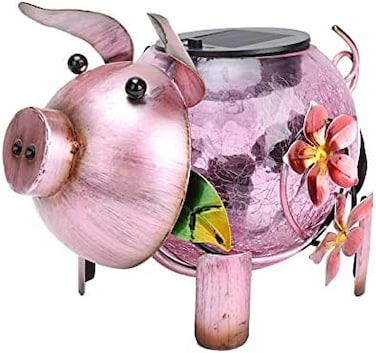 MUMTOP Solar Lantern - Waterproof Solar Lights Outdoor Pig Decorative Lantern Tabletop Ornaments for Garden Yard and Christmas Thanksgiving Gift.