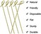 BLUE TOP Bamboo Cocktail Picks 200 PCS Bamboo Skewers 4 Inch with Looped Knot, Food Picks,Party Toothpicks for Appetizers,Cocktail Drinks,Barbecue Snacks,Club Sandwiches.