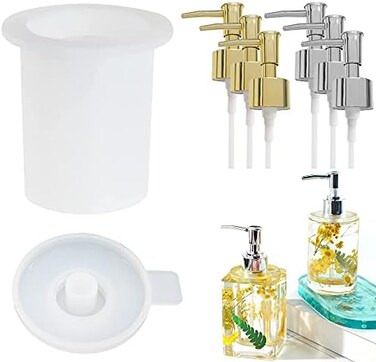 Anlan-angel Bottle Resin Mold with Pump,1 Set Pump Bottle Resin Mold6 Pack Dispenser Pump,Pump Bottle for Storage Soap Lotions Hand Sanitizer and Creams, Dispenser Pump Bottle for Kitchen, Bathroom Ho
