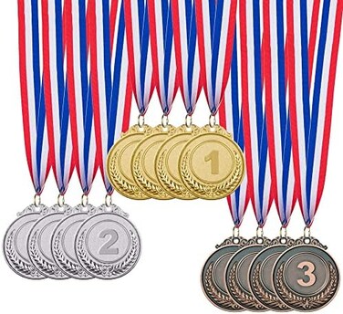 IHPUKIDI 12 Pack Gold Award Medals Olympic Style Metal Winner Medals Gold Prizes for Sports, Competitions, Party, 2 Inches&hellip;.