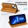 SHIELDON Case for iPhone 13 Mini 5G, Genuine Leather Wallet Folio Magnetic Closure RFID Blocking Card Slots Kickstand Full Protection Case Compatible with iPhone 13 Mini (5. 4", 2021- Brown.