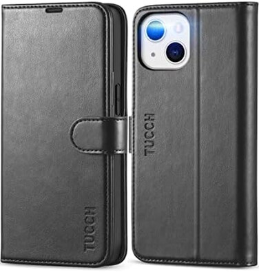 TUCCH Case for iPhone 13 Wallet Case, Magnetic PU Leather Stand Flip Cover with [TPU Shockproof Interior Case], [RFID Blocking] [Card Slot] Folio Case Compatible with iPhone 13 6. 1-inch 2021, Black.