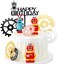 Jetec 11 Pieces Robot Cake Toppers for Boys Robot Birthday Cake Topper Gear Happy Birthday Robot Cake Cupcake Decorations Robot Themed Party Decorations Robot Figurine for Robot Birthday Party Supplie