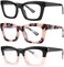 bullabulling 3 pack Oprah style Spring hinge Readers Blue Light Blocking Computer Square Reading Glasses for Women Men.