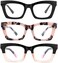 bullabulling 3 pack Oprah style Spring hinge Readers Blue Light Blocking Computer Square Reading Glasses for Women Men.