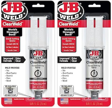 J-B Weld J B Clear 5 Minute Epoxy, Clear, Syringe, 2 Pack, 50112 2.