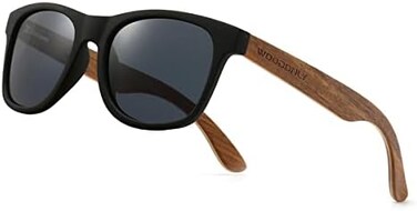 WOODONLY Retro Wood Polarized Sunglasses - Cool Style Matte Finish Frame with Wooden Temple for Men and Women Perfect Gifts.