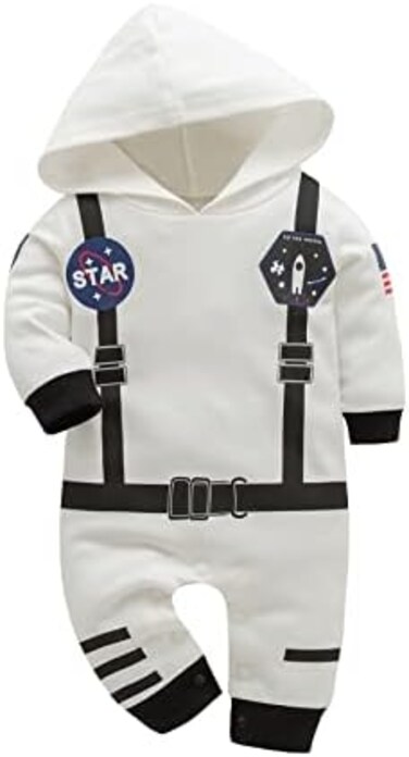 LXKIKMM Baby Toddler Boy Astronaut Costume Space Suit Cosplay Party Jumpsuit Halloween Rompers.