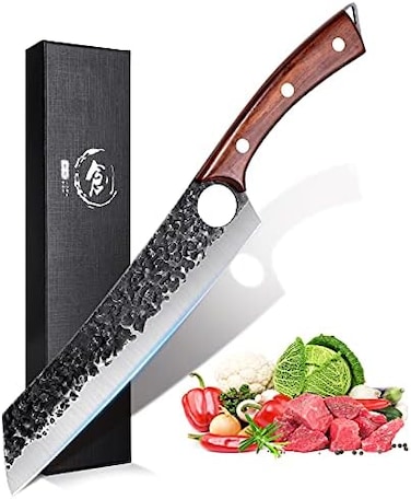 Purple Dragon Chef Knife Meat and Vegetable Cleaver Hand Forged Boning 8. 5 Inch Full Tang Design High Carbon Steel Kitchen for Home Restaurant.