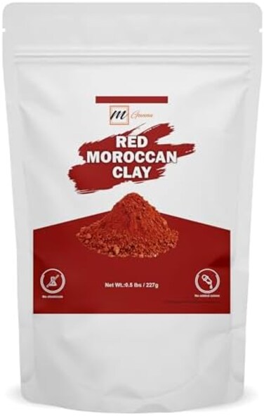 mGanna 100% Natural Moroccan Red Clay Powder for Anti-AgeingSkin firming, Hair Masks, Scrubs, Creams and Soap Making 0. 5 LBS / 227 GMS.