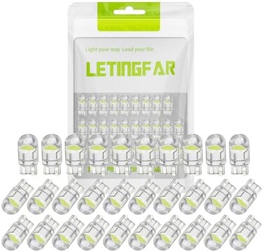 مصابيح TORYOR 194 LED بيضاء 6000K عبوة من 30 مصباحًا، 168 2825 W5W T10 Wedge COB LED بديلة خالية من الأخطاء لمصابيح قبة السيارة ومصابيح الخريطة ومصابيح الأبواب ومصابيح لوحة الترخيص.