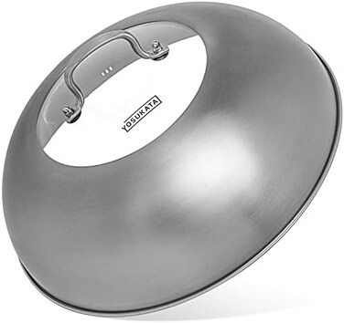 YOSUKATA Wok Lid 13. 6 Inch - Premium Stainless Wok Cover with Tempered Glass Insert Steam Holes - Dishwasher-Safe Lid for 14-Inch Wok - Chees Melting Dome for Griddle.