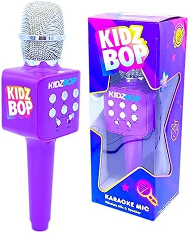 Move2Play Kidz Bop Karaoke Microphone Gift, The Hit Music Brand for Kids, Toy for 4, 5, 6, 7, 8, 9, 10 Year Old Girls and Boys, Purple.