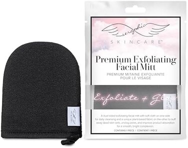Seraphic Skincare Korean Exfoliating Mitt - Facial Exfoliating Scrub, Exfoliator Gloves - Face Cleaning Mitten, Self Exfoliator Glove - Chemical-Free Exfoliation, Dead Skin Remover, Acne Prevention.