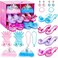 DISHIO Girls Princess Dress Up Shoes and Jewelry Boutique Upgraded Princess Shoes and Accessories with 4 Pair of Princess Play Shoes and Jewelry Set for Toddlers Little Girls Aged 3-6.