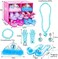 DISHIO Girls Princess Dress Up Shoes and Jewelry Boutique Upgraded Princess Shoes and Accessories with 4 Pair of Princess Play Shoes and Jewelry Set for Toddlers Little Girls Aged 3-6.