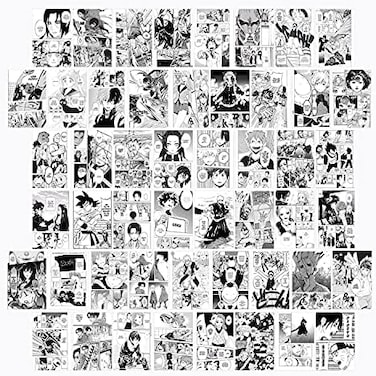WOONKIT Anime Posters for Room Aesthetic, Anime Stuff, Bedroom Wall Dorm Decor, Manga Panels, Anime Wall Collage Kit, MHA Anime Posters Pack, Teen Room 50PCS 4X6 INCH.