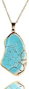 Crystal Force Turquoise Necklace Pendant 14K Gold Plated Genuine Irregular Gemstones,Natural Healing Handmade Gift Jewelry for Men Women.