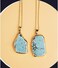 Crystal Force Turquoise Necklace Pendant 14K Gold Plated Genuine Irregular Gemstones,Natural Healing Handmade Gift Jewelry for Men Women.