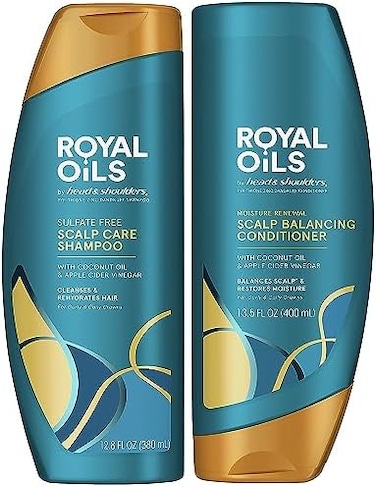 Head &amp; Shoulders HeadShoulders Royal Oils Shampoo and Conditioner Set, Includes Anti-Dandruff Scalp Care Shampoo (12. 8 Fl Oz.Moisture Renewal Scalp Balancing Conditioner, Hair Treatment for CurlyCoil
