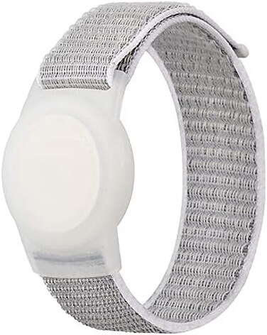Qonuiy Kids Wristband Compatible with Apple AirTag, Protective Case for Air Tag GPS Tracker Holder with Nylon Bracelet, Adjustable Anti Lost Watch Band for Toddler Child Elder.
