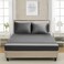 Lanest Housing Queen Silk Satin Fitted Sheet, Soft Deep Pocket Single Bottom Bed Sheets Sold Separately, Wrinkle Free, Non- Fading, Breathable, Fully Elasticized(Queen Size, Dark Grey.