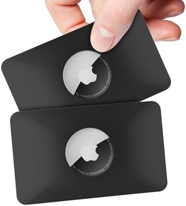 PSRAT 2PCS AirTag Case - Flex Credit Card Size Wallet Holder for AirTag, Purse, Handbag, Backpack, Clutch, Wristlet (Black.