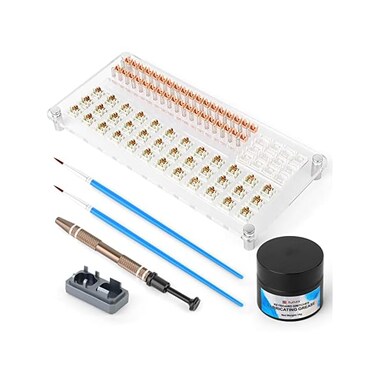 YIMAGUJRX RUNJRX 36 Switches Acrylic Lube Station for Keyboard Switch,0. 53oz/15g Lube Grease for Switches Lubing,Cherry Gateron Kailh Switch Opener.