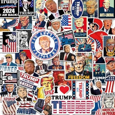 Amazefull 100 Pack Donald Trump 2024 Stickers, Bumper Sticker, Trump Decal for Laptop, Phone, Car, Water Bottle.