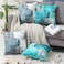 OYIMUA Set of 2 Decorative Velvet Cushion Covers 45 x 45 cm Abstract Art Decor Pillow Case Blue Grey Cushion Cover 18x18 inches for Outdoor Patio Garden Blench Living Room Sofa Farmhouse Decor.